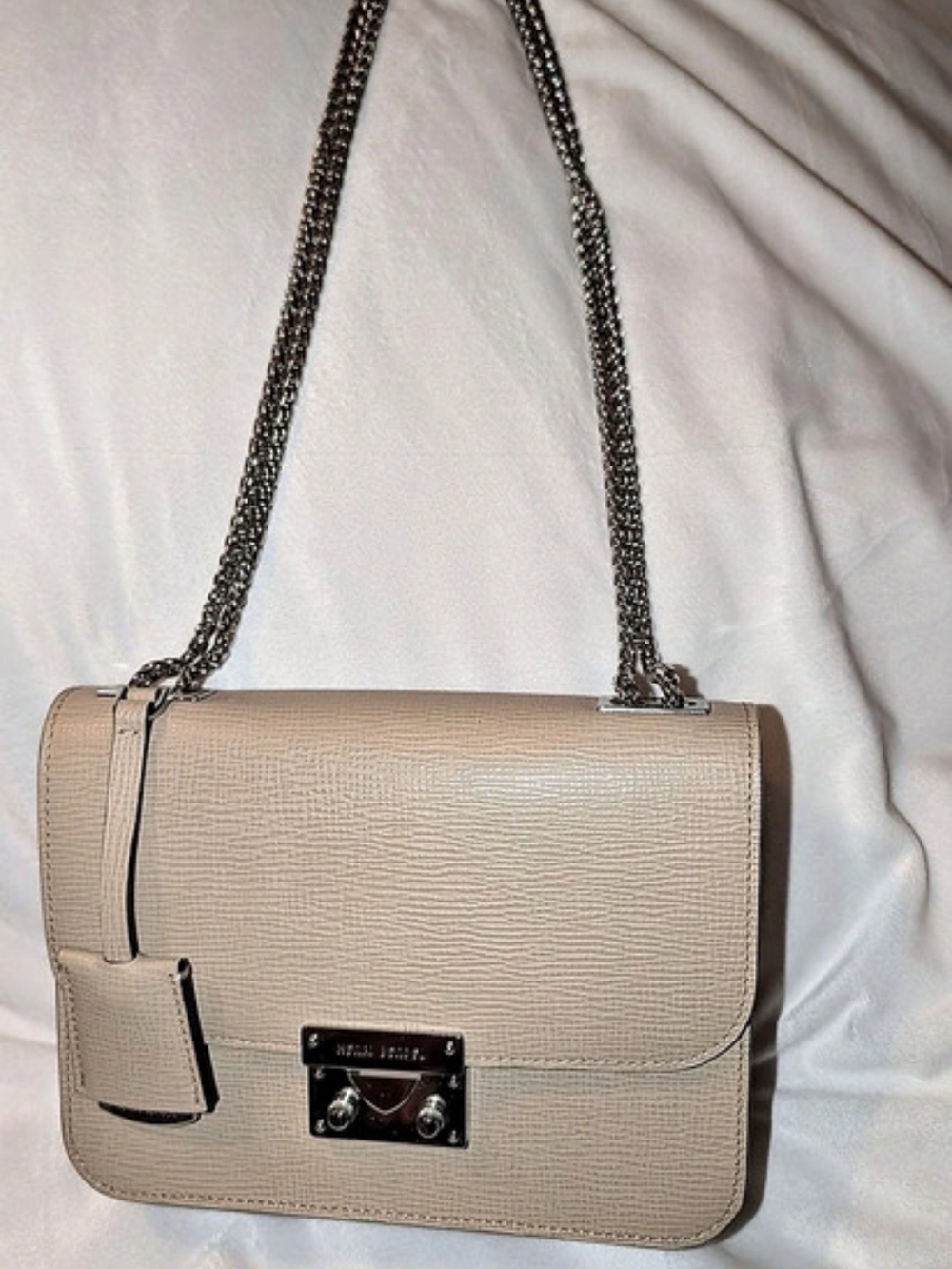 Henri Bendel Textured Shoulder Crossbody Bag Beige EUC